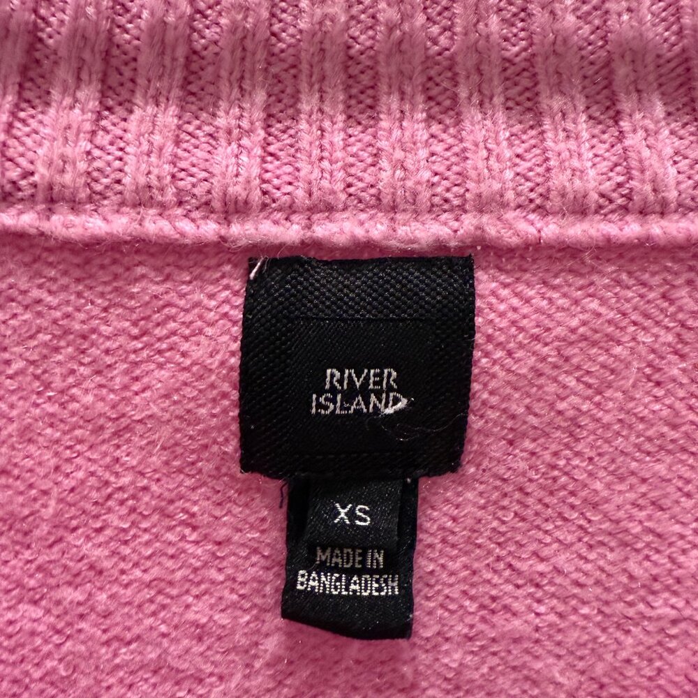 River Island boxy ribbed cardigan in bright pink size XS - Picture 6 of 8